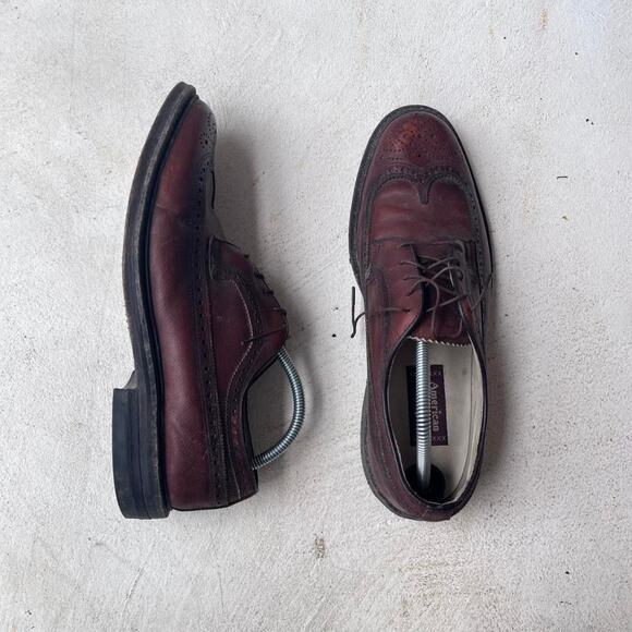 American USA Made Wingtip Brown Oxfords 10.5D Leather Dress Shoes Brown Bullhide main image 4